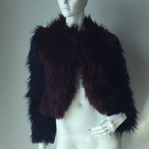 GLAMOROUS Faux Fur Bi/Color Cropped Coat